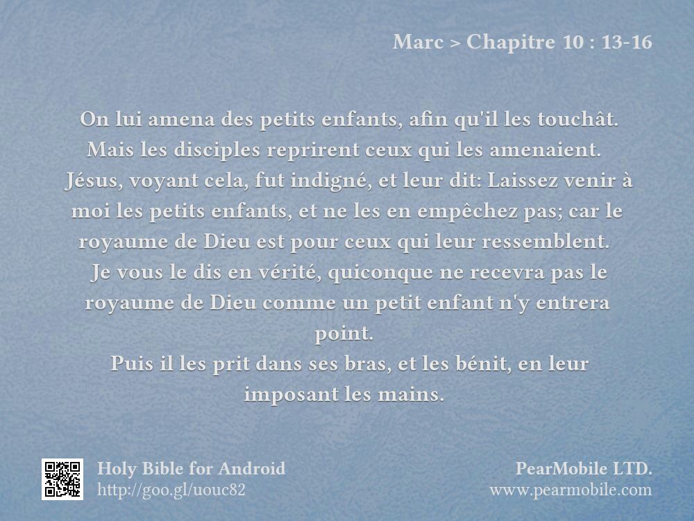 Marc, Chapitre 10:13-16